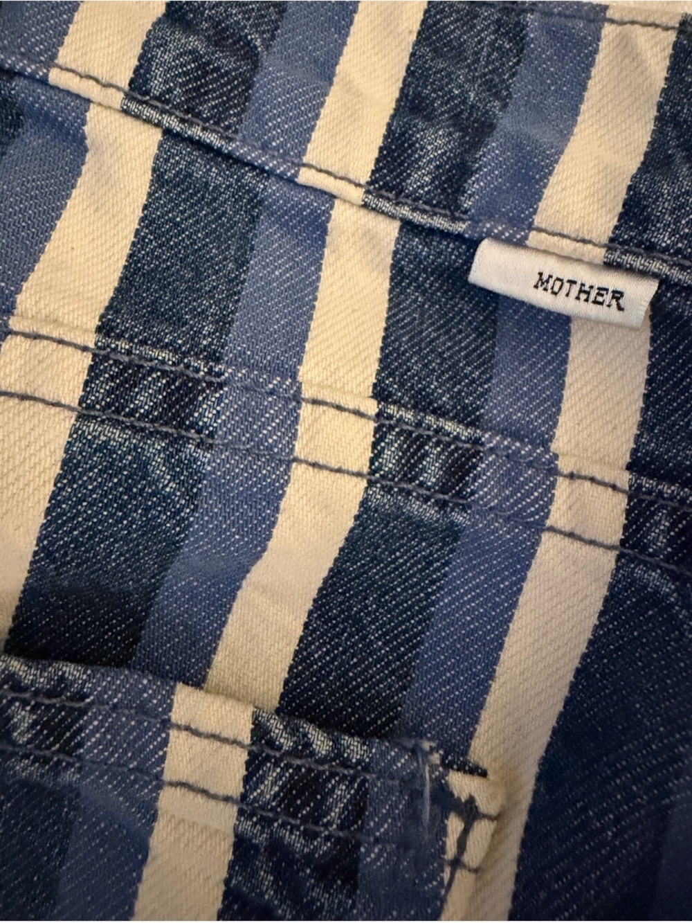 MOTHER The Patch Pocket Twister Sneak Mid-Rise Stripe Wide Leg Jeans 29 NWOT - Picture 9 of 10